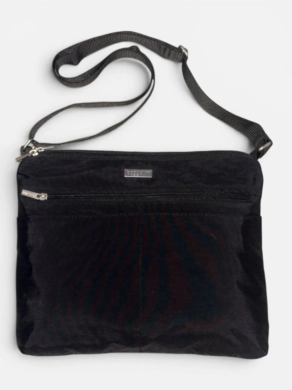 Baggallini Set Large Zipper Bag Mini Belt Pouch Black Nylon Crossbody Organizer - Picture 4 of 11